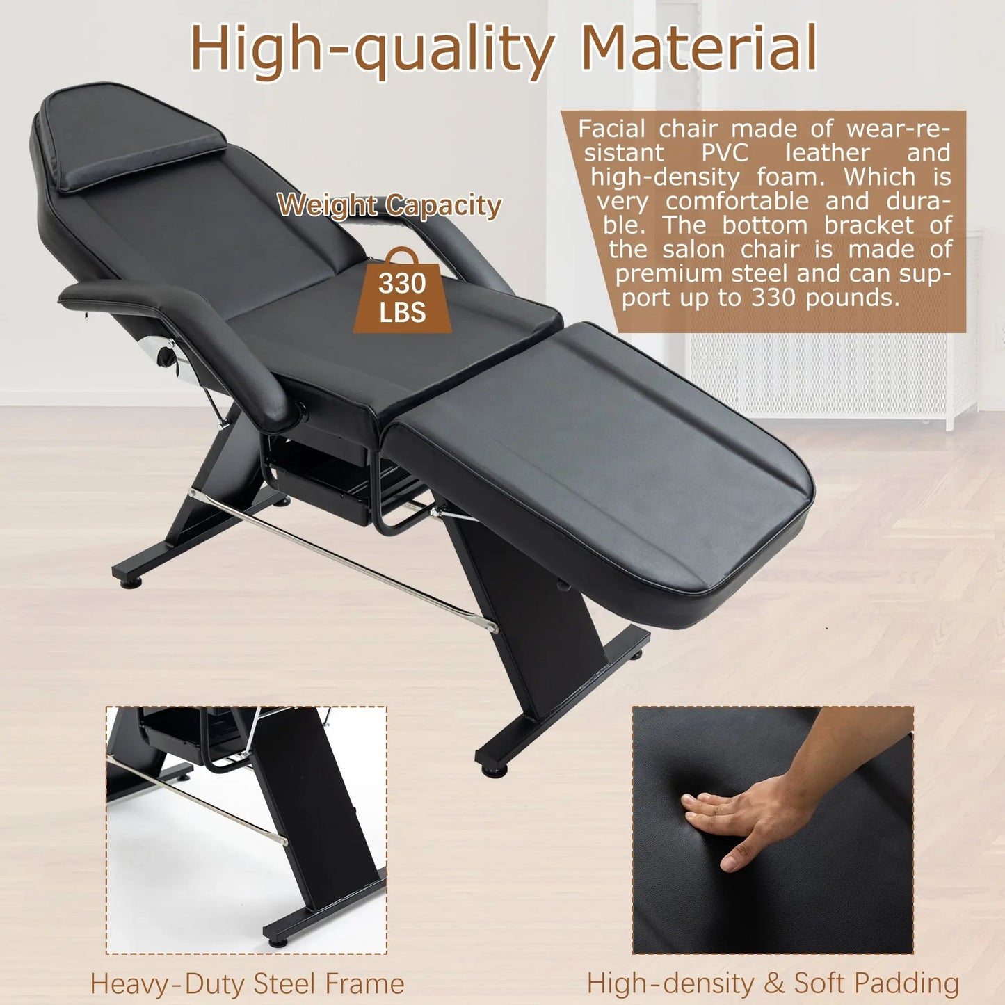 Metal Massage Salon Tattoo Chair – Adjustable Professional Spa, Massage & Tattoo Chair - AllvueCo