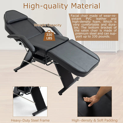 Metal Massage Salon Tattoo Chair – Adjustable Professional Spa, Massage & Tattoo Chair - AllvueCo