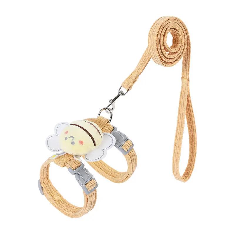 Cat Harness Leash Set with Cute Bee Plaid - Adjustable Escape Proof - AllvueCo