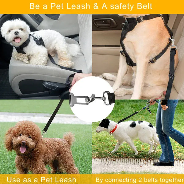 2-Pack Adjustable Pet Car Seat Belt Leash – Safety Harness Clip for Dogs & Cats - AllvueCo