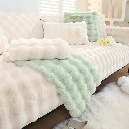 Rabbit Plush Sofa Cushion High-Grade Leather Anti-Skid - Comfort for Home & Garden