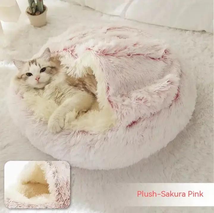 2 In 1 Dog And Cat Bed Pet Winter Bed Round Plush Warm Bed H | Other My Store