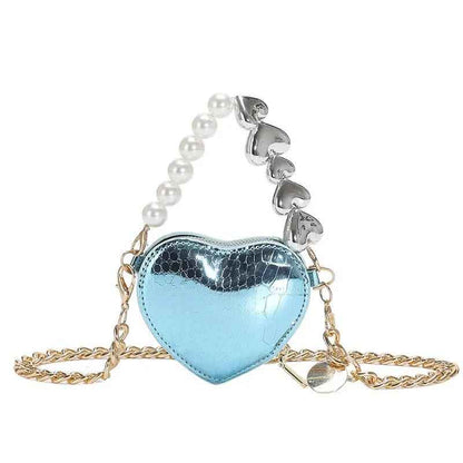 Mini Love-Shaped Pearls Handbag - Stylish Fashion Chain Lipstick Bag