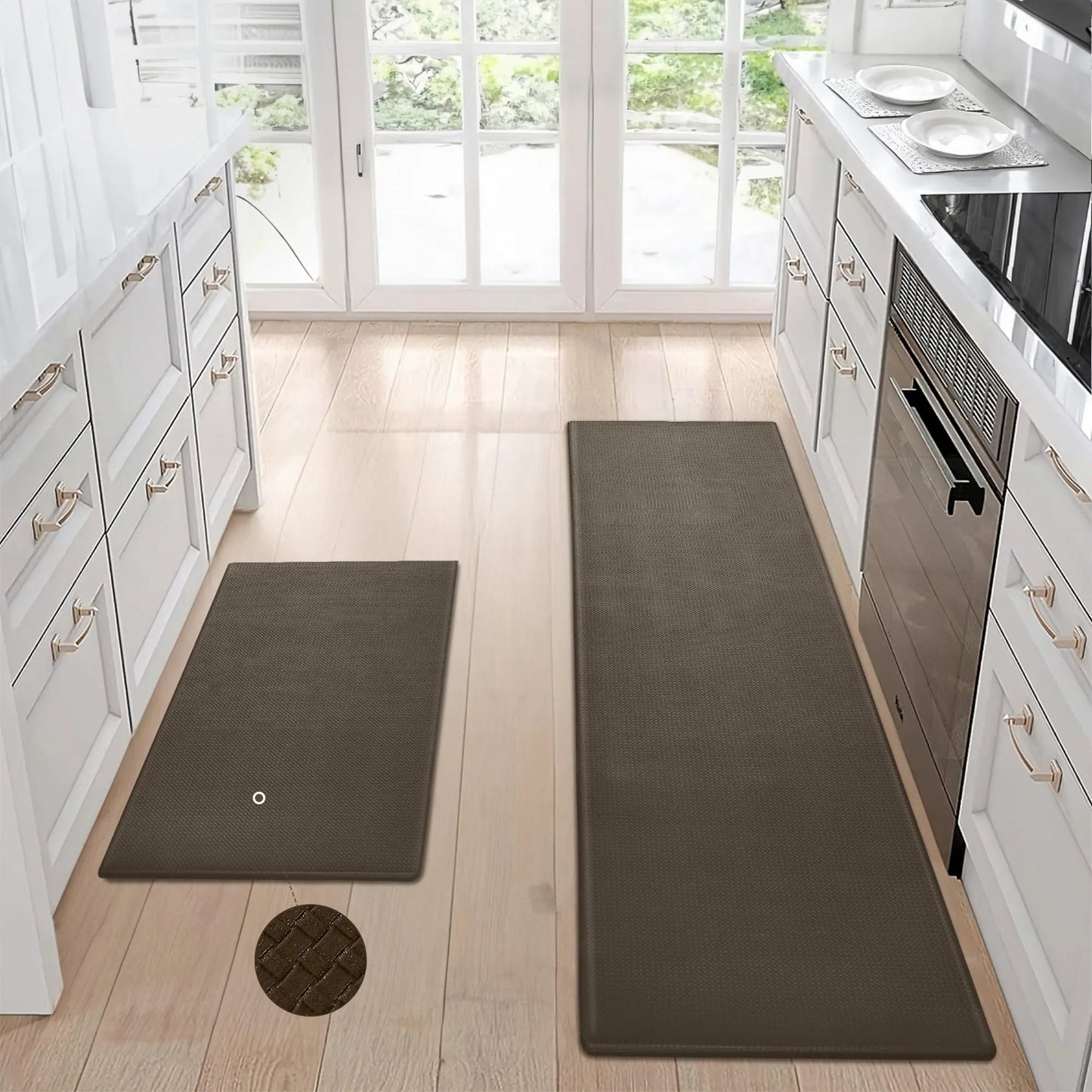 Non-Slip Waterproof Kitchen Floor Mat Set – 2-Piece Easy-to-Clean Anti-Fatigue Rugs for Home - AllvueCo