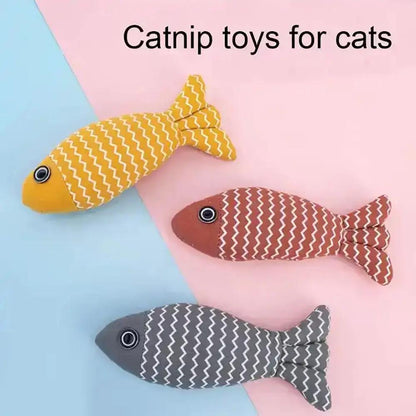Burlap Fish Catnip Cat Toy, Throw Pillow, Teething Cat Toy, | Electronic Learning Toys - AllvueCo