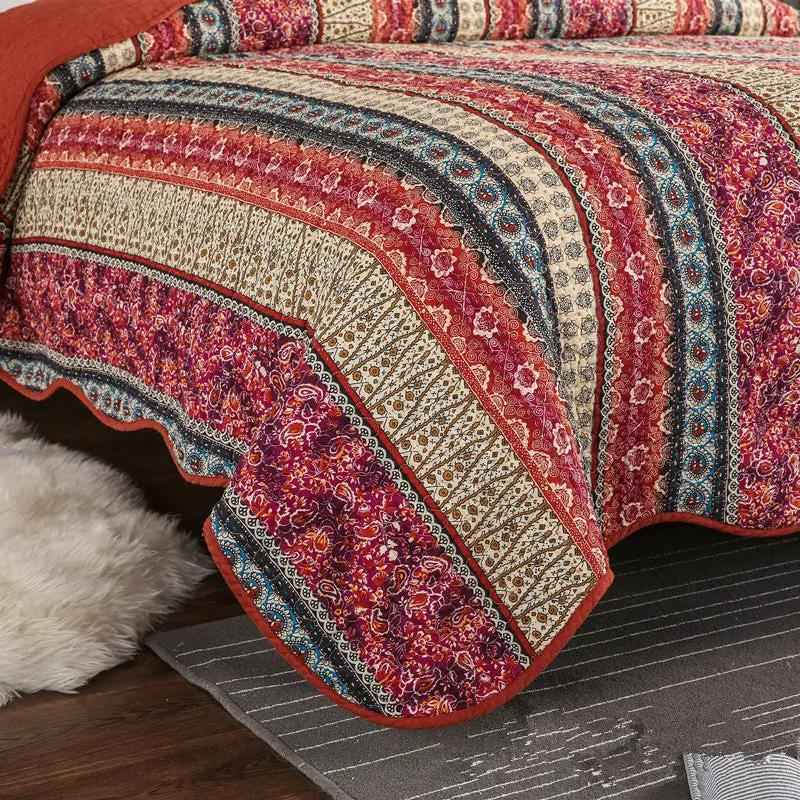 Three Piece Cotton Linen Quilt Set - Quality Bedding for Comfort