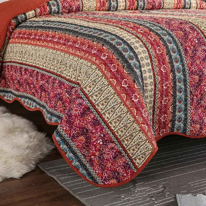 Three Piece Cotton Linen Quilt Set - Quality Bedding for Comfort