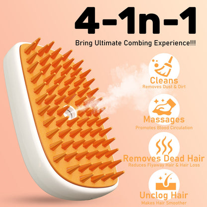 4-in-1 Cat Steam Brush – Anti-Static Grooming Comb with Mist & Hair Removal - AllvueCo