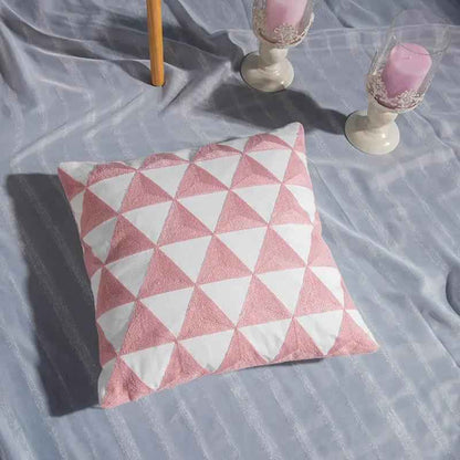 Geometric Embroidered Pillowcase - Decorative Cotton Home Accent