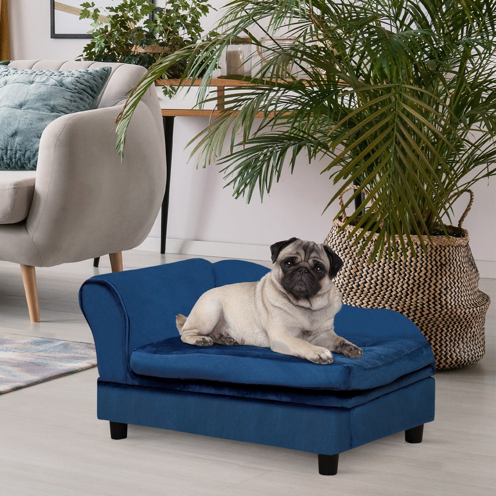 Luxury Small Dog Bed with Hidden Storage – Elevated Pet Sofa with Soft Cushion & Built-In Organizer for Toys & Accessories - AllvueCo