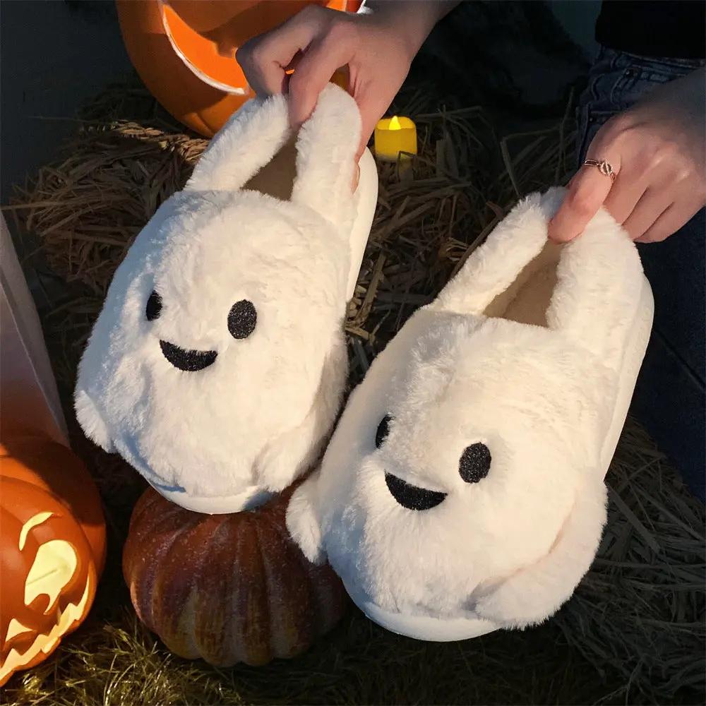 Couple Halloween Cute Little Ghost All-inclusive Cotton Slippers - AllvueCo