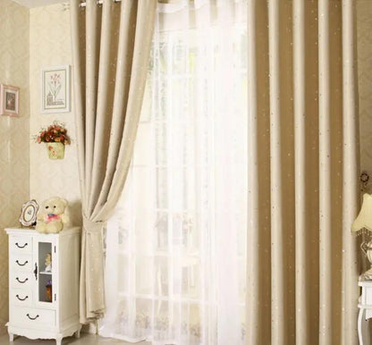 Star Print Perforated Finished Curtain - Stylish Window Treatment - AllvueCo