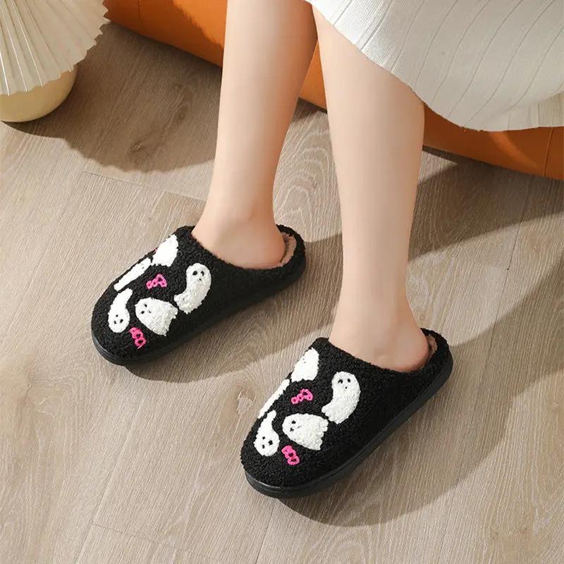 Halloween Cartoon Ghost Cotton Slippers for Women - Indoor Slippers - AllvueCo