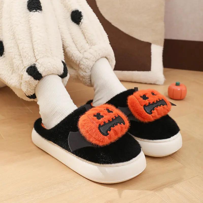 Halloween Cartoon Pumpkin Slippers with Small Wings Design - AllvueCo