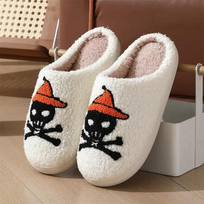 Halloween Skull Rose Slippers - Warm Indoor Slippers for Women - AllvueCo