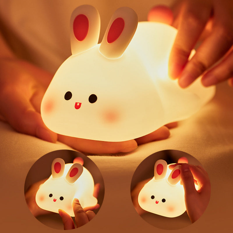 Cute Rabbit LED Night Light – Touch Sensor Silicone Lamp for Kids & Baby Rooms AllvueCo
