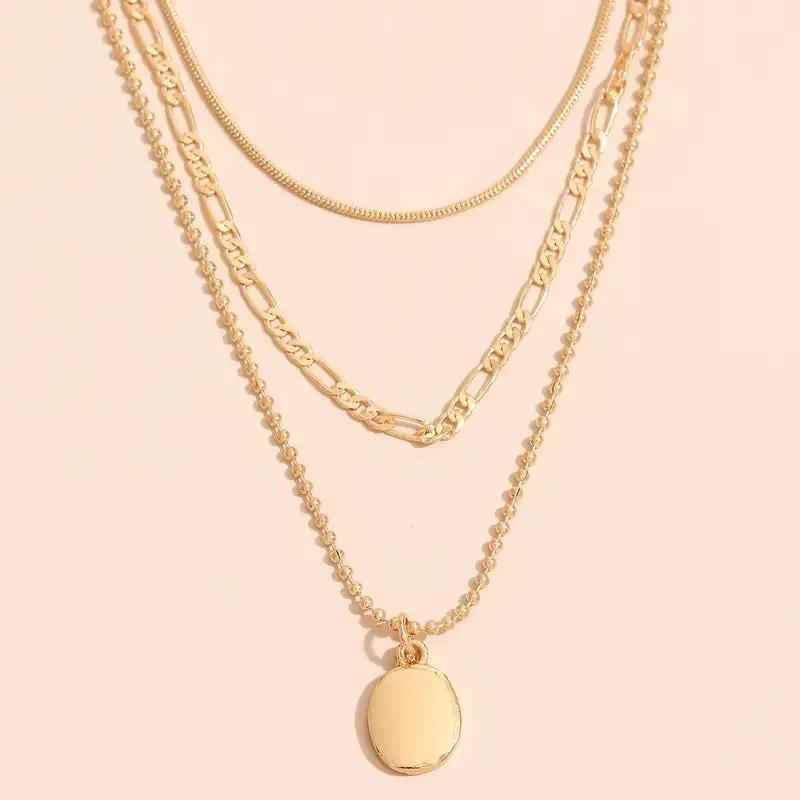 Vintage Geometric Pendant Necklace in Metal - Unique Oval Jewelry & Accessories