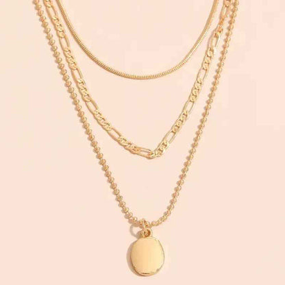 Vintage Geometric Pendant Necklace in Metal - Unique Oval Jewelry & Accessories