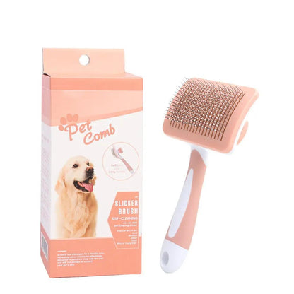 Self Cleaning Slicker Brush for Dogs and Cats - One Click Cleaning - AllvueCo