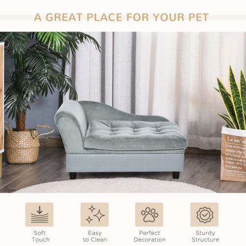 Luxury Small Dog Sofa Bed with Hidden Storage – Modern Gray Pet Furniture with 3” Soft Foam Cushion & Quilted Design - AllvueCo