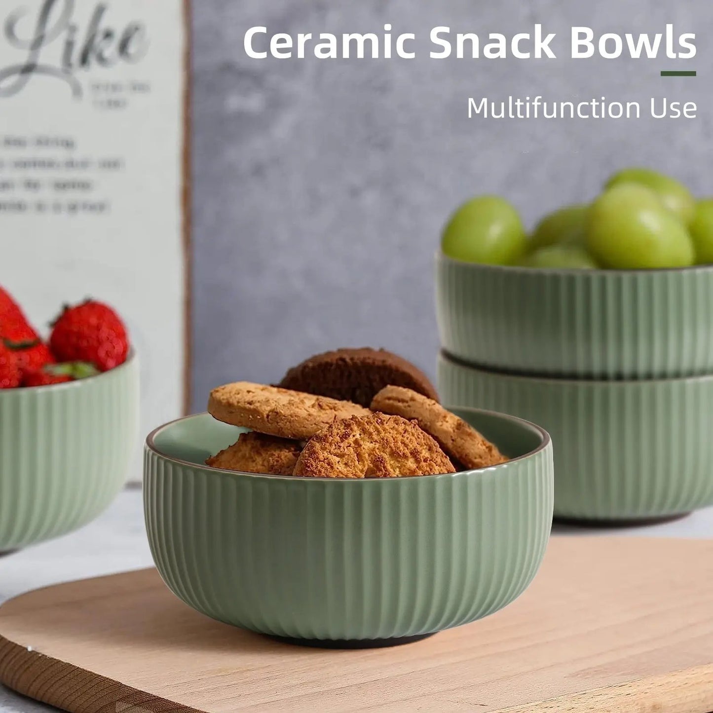 Ceramic Bowls Set of 4 - 46oz Kitchen Bowls for Cereal, Salad - AllvueCo