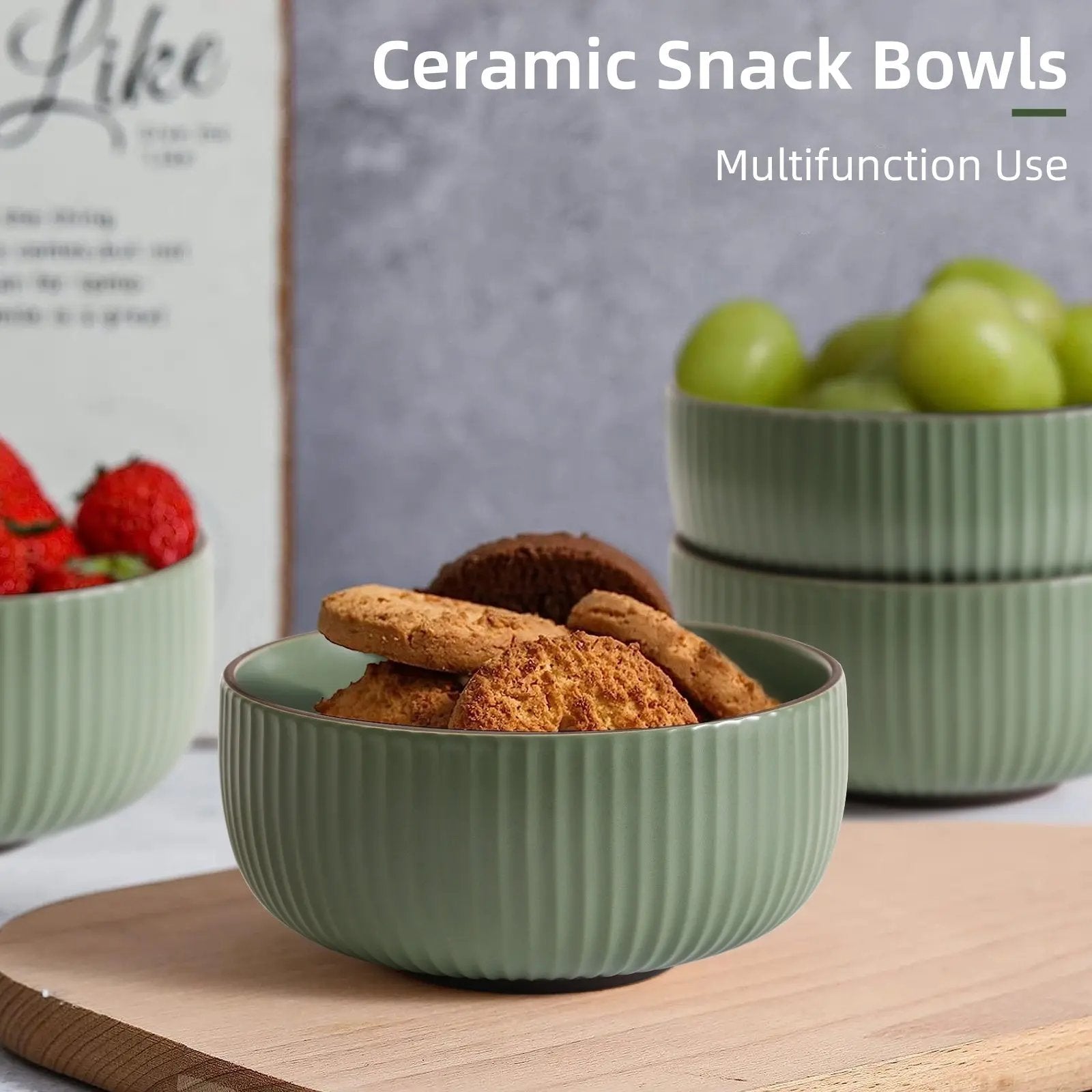 Ceramic Bowls Set of 4 - 46oz Kitchen Bowls for Cereal, Salad - AllvueCo