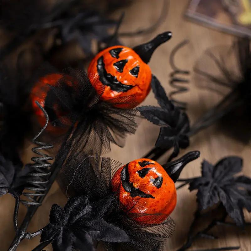 Halloween Decorations - Black Horror Pumpkin Twig Cutting Bouquet - AllvueCo