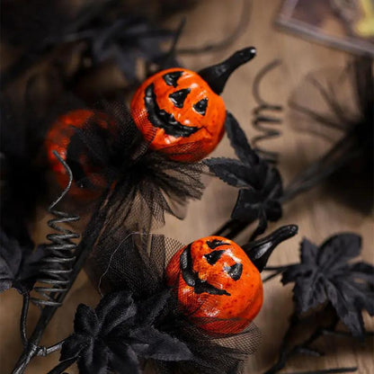 Halloween Decorations - Black Horror Pumpkin Twig Cutting Bouquet - AllvueCo