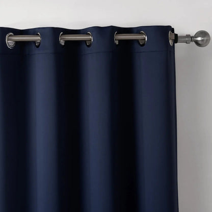 Dark Blue Bedroom Blackout Fabric Printed Curtains - Stylish Window Treatment - AllvueCo