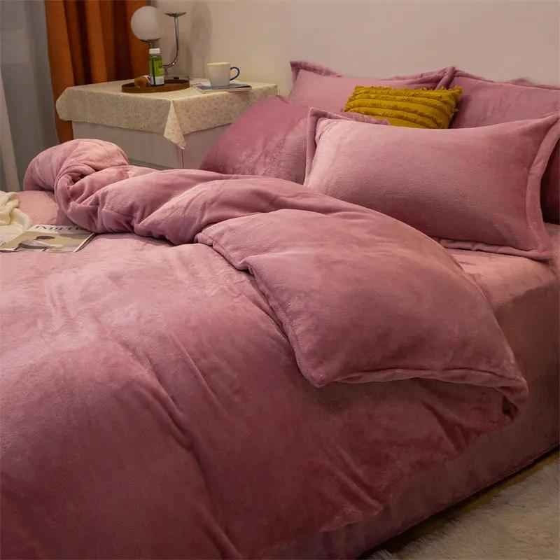 Plush Double-sided Fleece Duvet Cover Set - Four-piece Cozy Bedding Collection