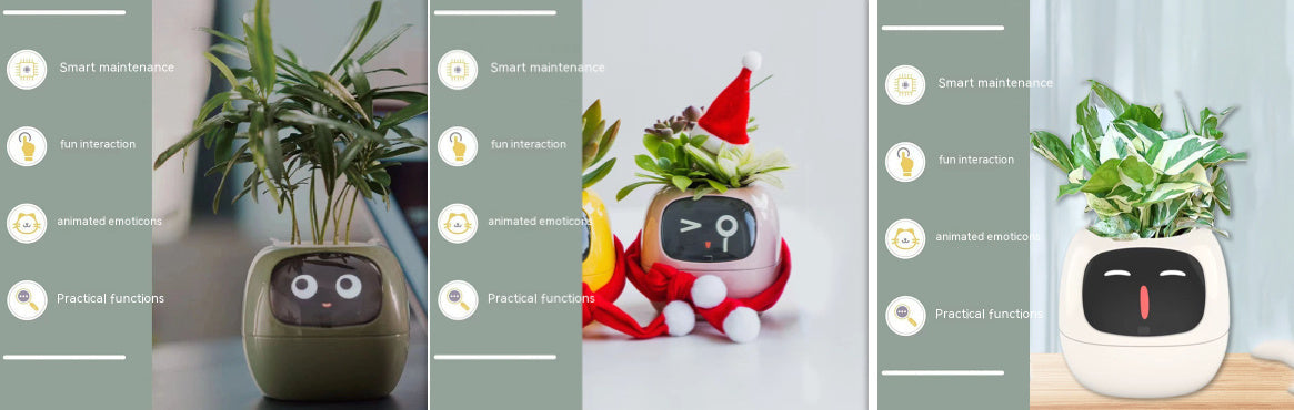 Smart Planter with AI Sensors – Interactive Plant Care with 49+ Expressions & Real-Time Monitoring AllvueCo