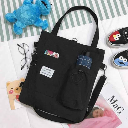 Harajuku Canvas Bags for Students Handbag with Pockets | Preppy Style Luggage & Bags