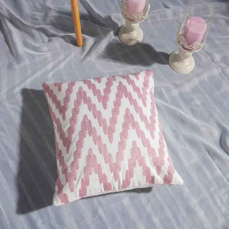 Geometric Embroidered Pillowcase - Decorative Cotton Home Accent