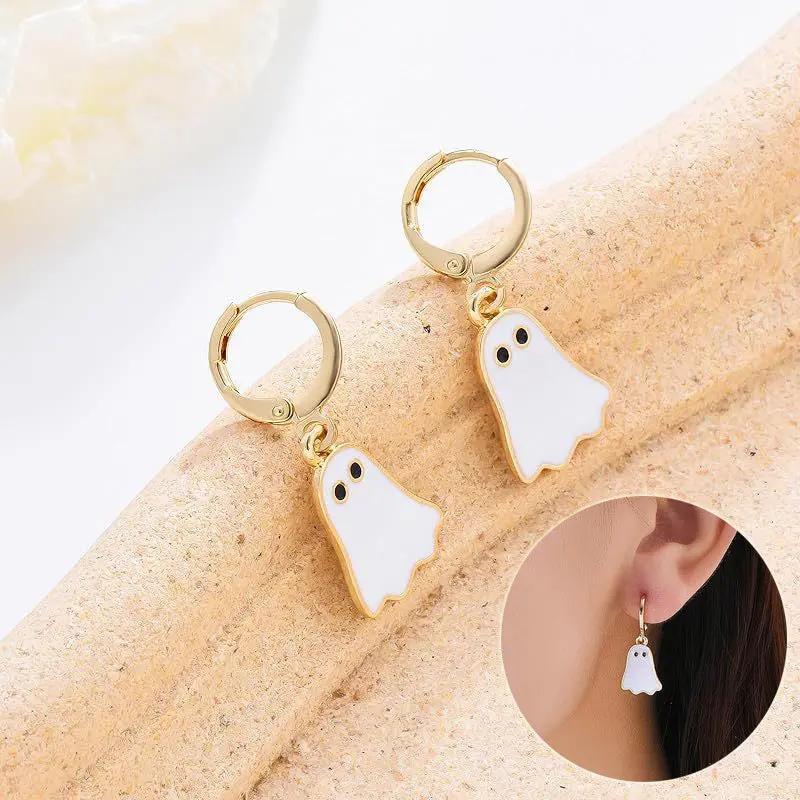 Halloween Ghost Earrings For Women Gold Ghost Huggie Hoop Ea | Jewelry & Accessories - AllvueCo