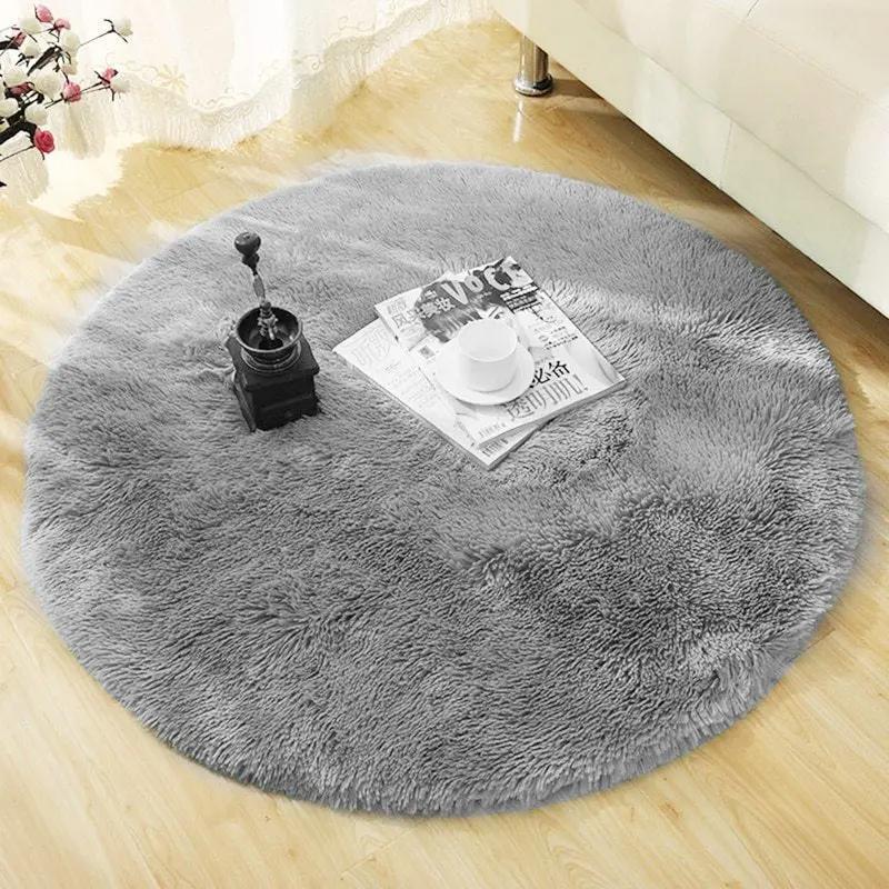 Fluffy Round Rug Carpets for Living Room Decor - Faux Fur Area Rug - AllvueCo