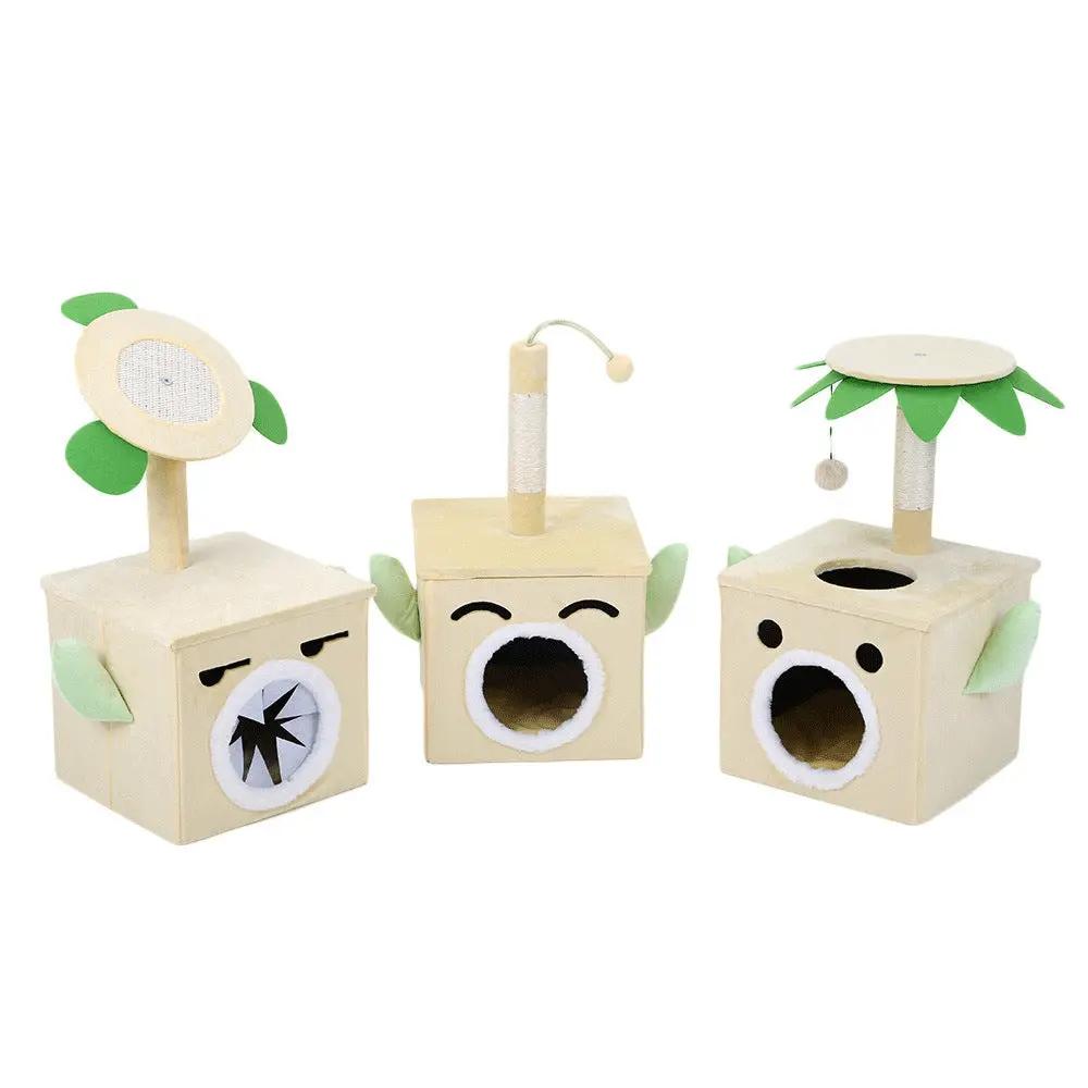 Round Cat Scratching Board – Wear-Resistant Claw Grinder with Bell Ball & Teaser Stick (L–XL) - AllvueCo