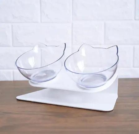 Inclined Food Cat Ear Oblique Mouth Transparent Single Pet Bowl - AllvueCo