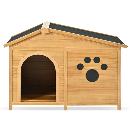 48" Wooden Outdoor Dog House with Porch – Weatherproof Medium Dog Kennel with Raised Floor & Easy Assembly - AllvueCo