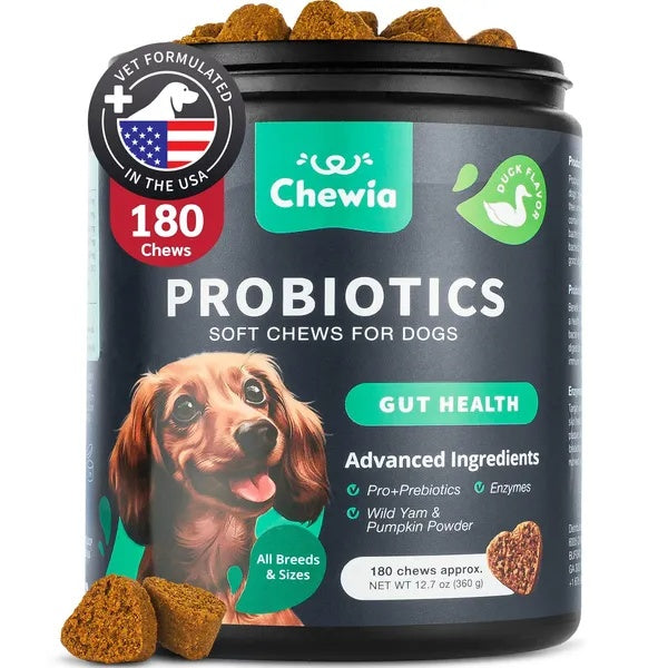 Probiotic Chews for Dogs – Gut Health, Allergy Relief & Immune Support with Digestive Enzymes & Prebiotics (180 Count) - AllvueCo