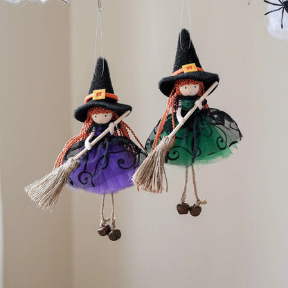 Halloween Mesh Broom Girl Angel Christmas Tree Pendant - AllvueCo