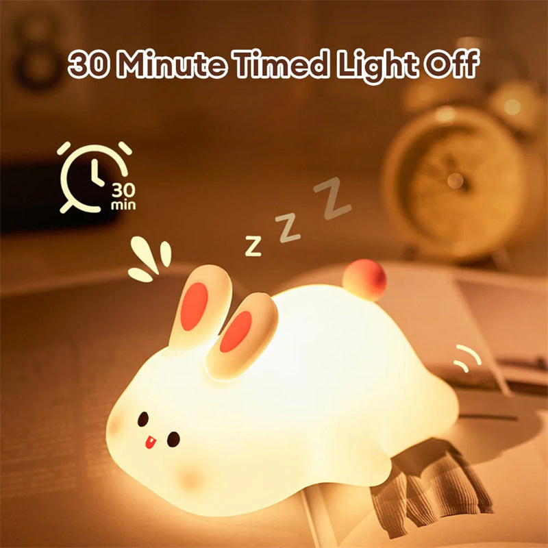 Cute Rabbit LED Night Light – Touch Sensor Silicone Lamp for Kids & Baby Rooms AllvueCo