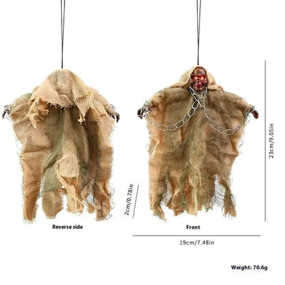 Halloween Hanging Ghost - Iron Chain Glowing Skull Decorative Ornament - AllvueCo