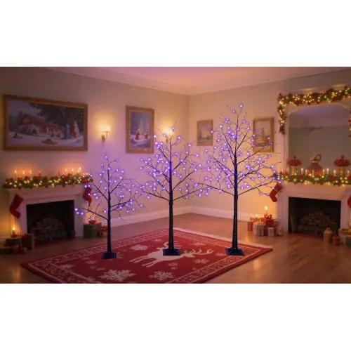 3 Pack Halloween Lighted Spooky Trees – 4FT, 5FT & 6FT with Purple LED Lights - AllvueCo