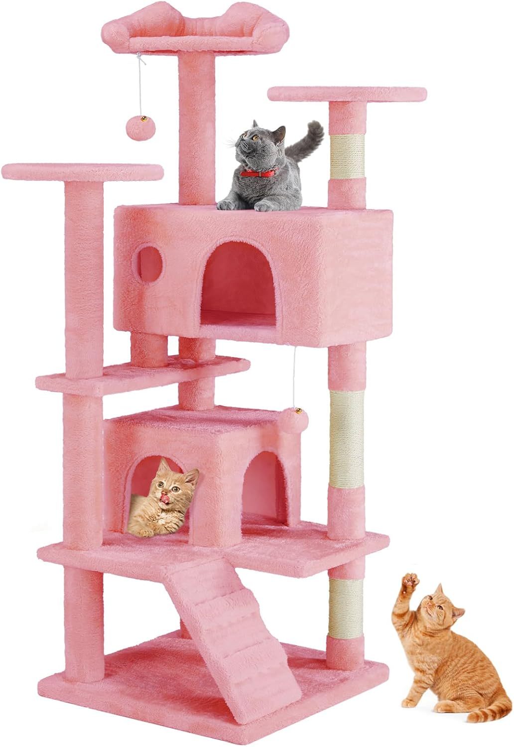 54" Cat Tree Tower – Multi-Level Cat Condo with Sisal Scratch Posts for Indoor Cats - AllvueCo