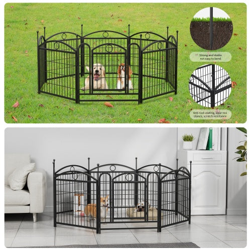 24-Inch 8-Panel Metal Dog Playpen – Indoor & Outdoor Heavy-Duty Foldable Pet Exercise Pen with Door, Rust-Resistant Design for Medium & Large Dogs - AllvueCo