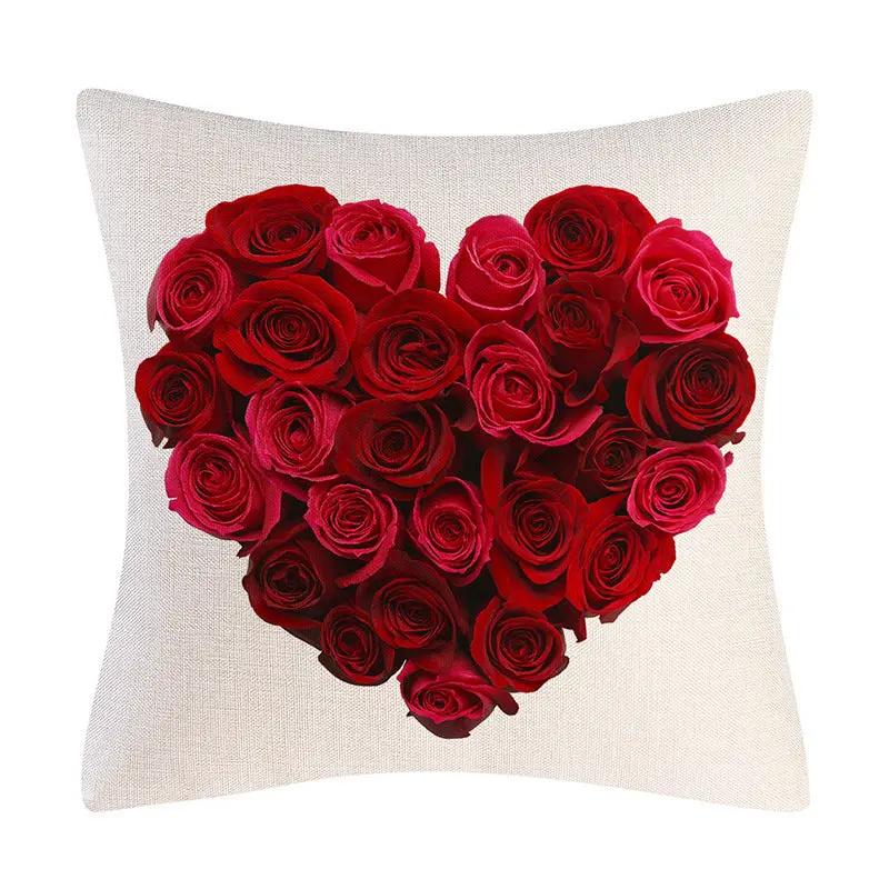 Valentine's Day Linen Pillowcase - Holiday Gift for Home Decor - AllvueCo