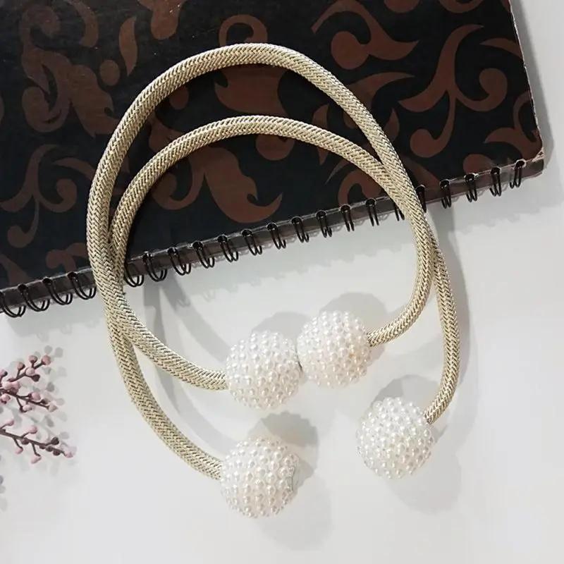 Magnetic Curtain Tiebacks with Pearl Beads - Elegant Home Decor - AllvueCo