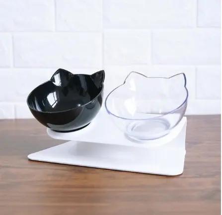 Inclined Food Cat Ear Oblique Mouth Transparent Single Pet Bowl - AllvueCo