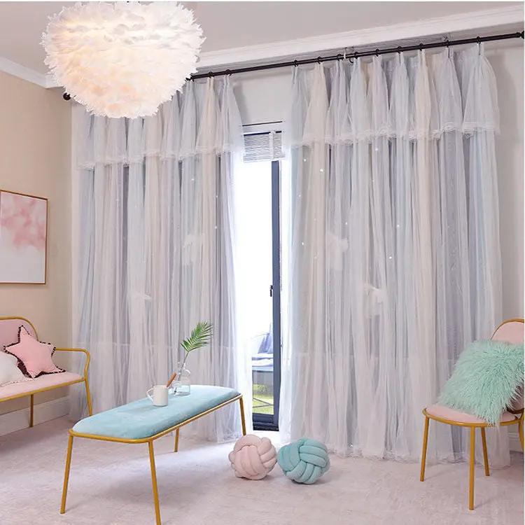 Nordic Simple Hollow Star Princess Wind Bedroom Blackout Curtains - AllvueCo