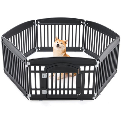 Heavy-Duty Dog Playpen Fence – Safe & Portable Pet Enclosure with Lockable Door for Indoor & Outdoor Use - AllvueCo